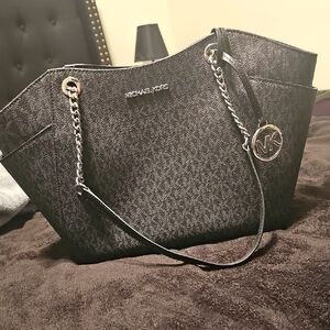 Michael Kors Charcoal Gray Tote with Silver Accents